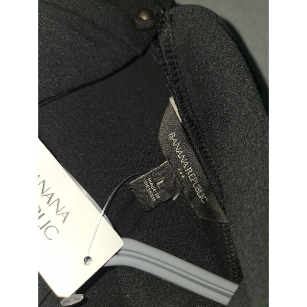 NWT Banana Republic Women Black Sleeveless Mock Neck Pleated Top Blouse Size L - Picture 2 of 8